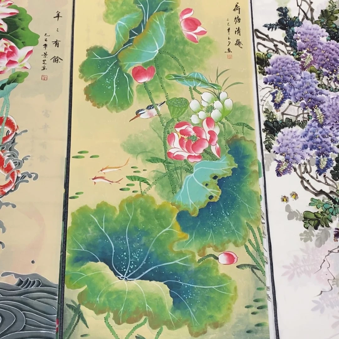 国画尺寸140✖️70四尺精品彩墨荷花