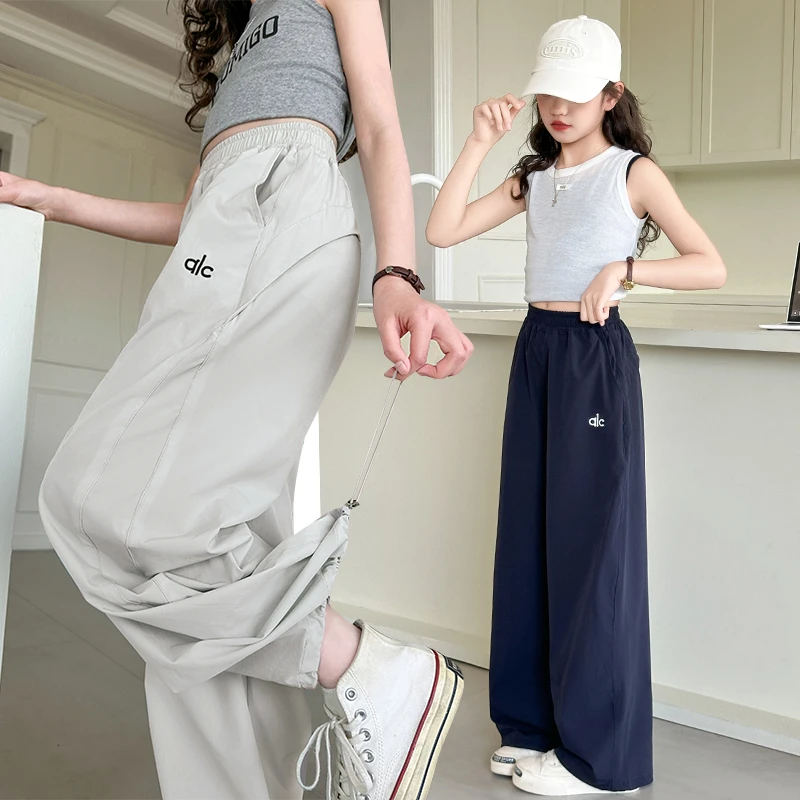 中大女童速干裤夏季薄款6-12岁新款儿童洋气休闲束脚裤夏天防蚊裤