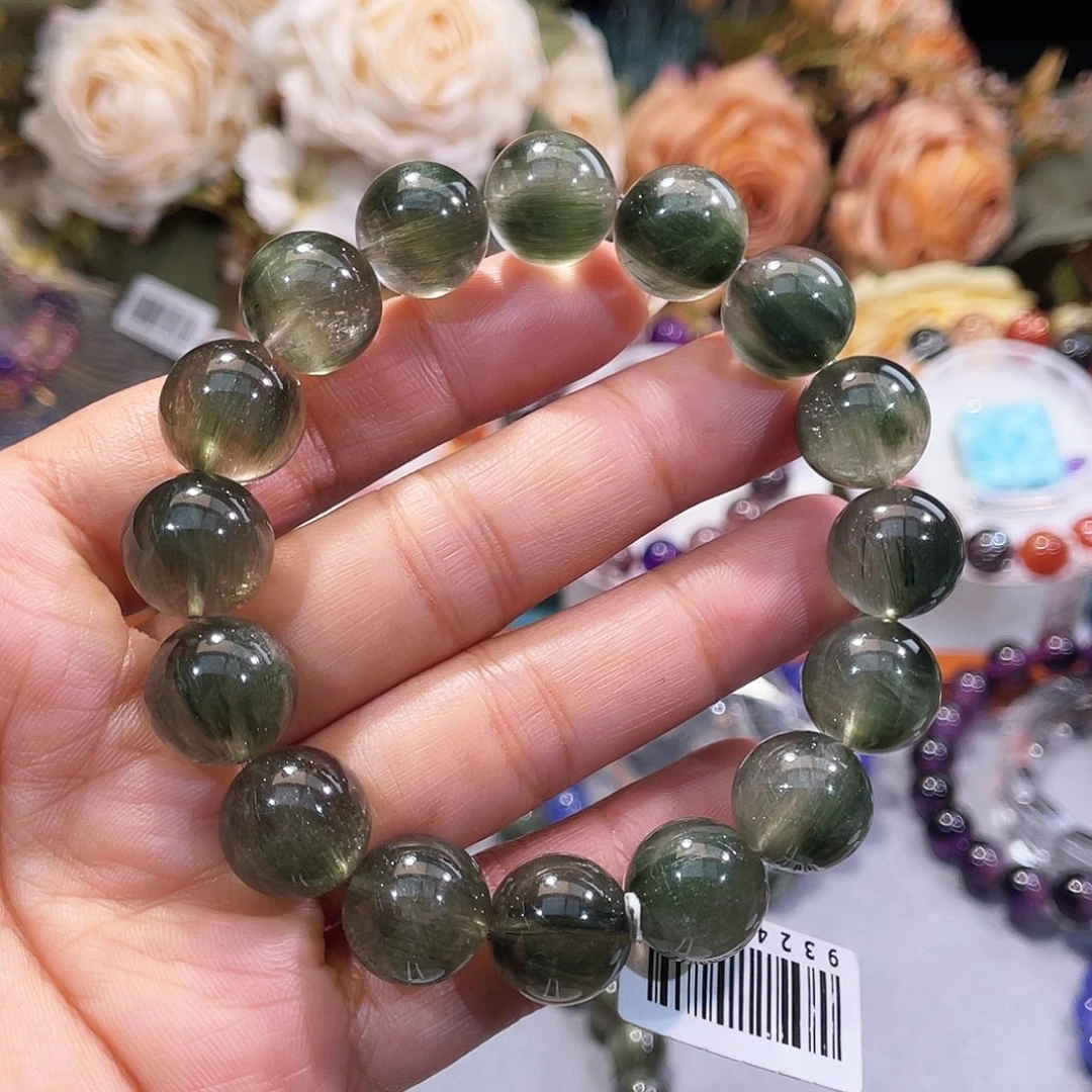 发晶手链未镶嵌、超漏价、冰体、绿发晶、13.5m