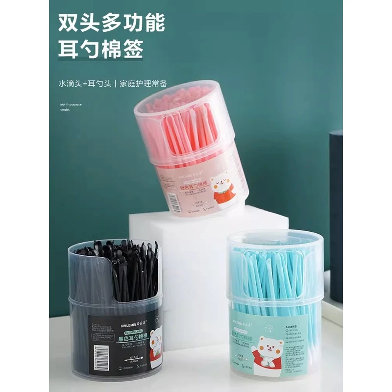 100支掏耳勺棉签二合一成人耳勺清洁棉签掏耳神器美容化妆棉花棒