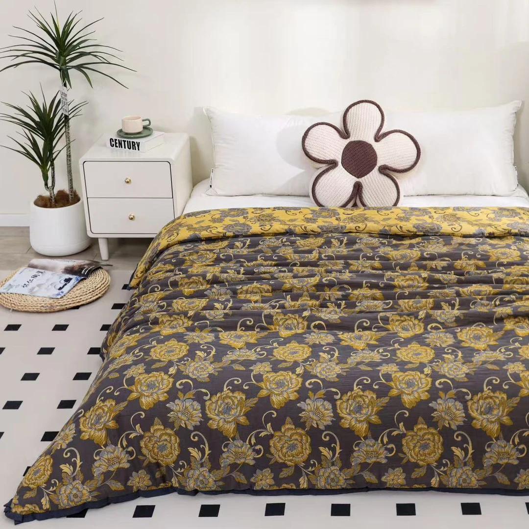 【花絮 被子】2x2.3米 精梳棉双层纱布高端双人加厚大豆被