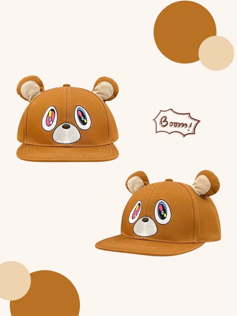 y2k美式甜酷辣妹辍学小熊平檐鸭舌帽女潮流春夏款棒球帽男可调节