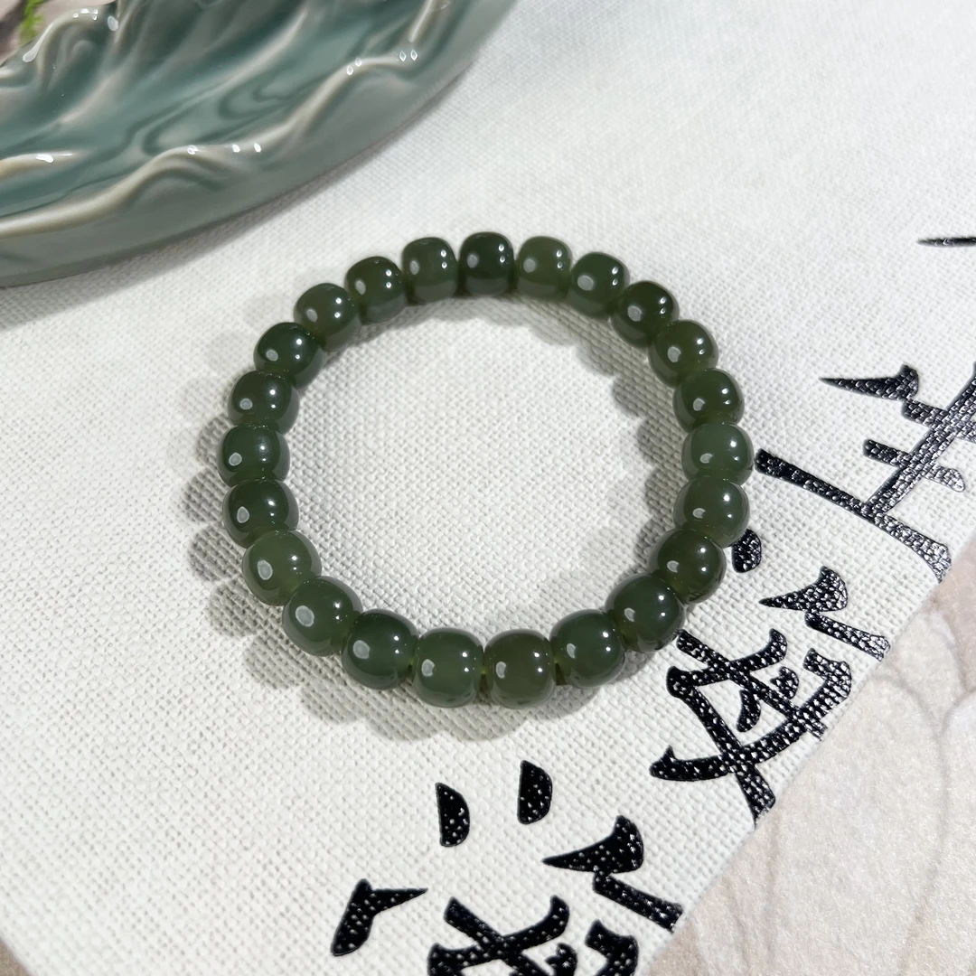 【泽云珠宝】和田玉湖水绿老型珠手串多样性发一7*8
