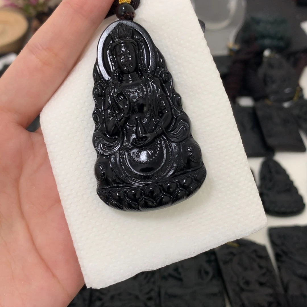天然缅甸a货钢琴黑挂件