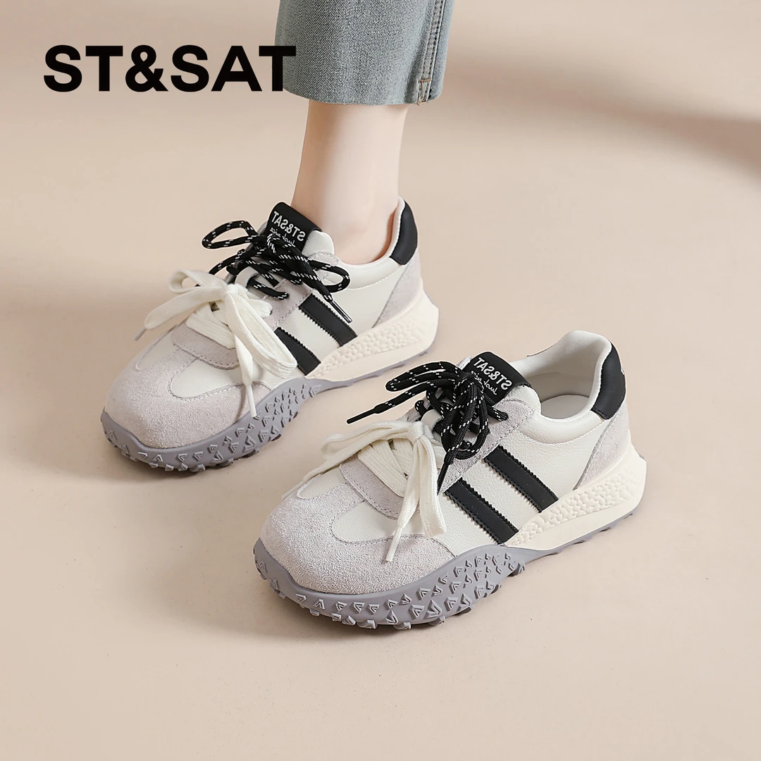 星期六德训鞋女款2025春秋季新款复古软底阿甘鞋双鞋带运动休闲鞋