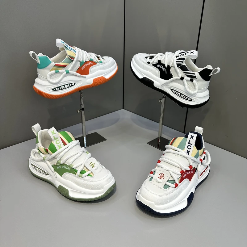 KRY潮牌2025春夏新款男士厚底增高休闲百搭潮流透气网面老爹鞋