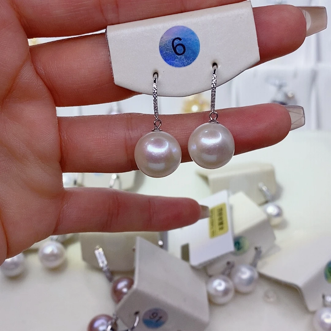 帖***利淡水珍珠耳饰银S925镶嵌12➕