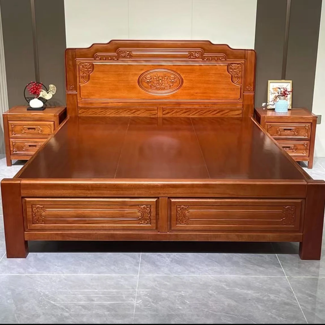 【花开富贵】雕花古典实木床全榫卯结构中式主卧次卧双人床婚床