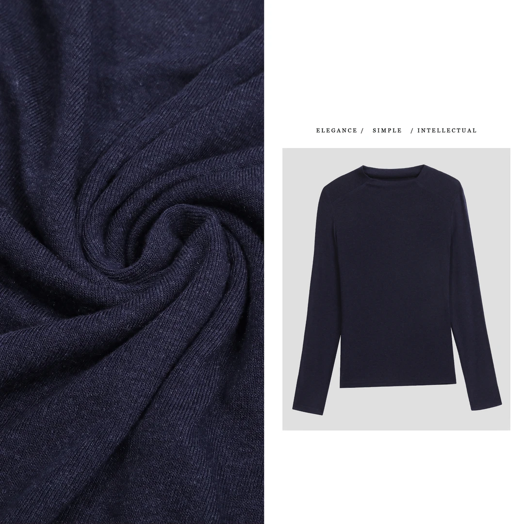 【兰精天丝+羊毛】T恤女士秋冬高领设计感打底衫百搭简约上衣LX096