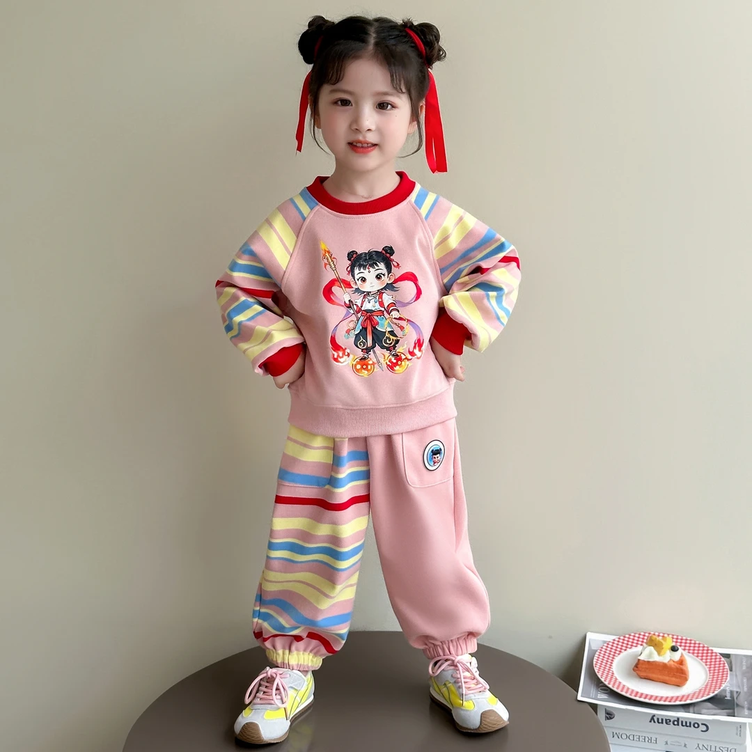 女童哪吒套装洋气儿童春秋季新款女宝宝卫衣裤子休闲两件套小女孩