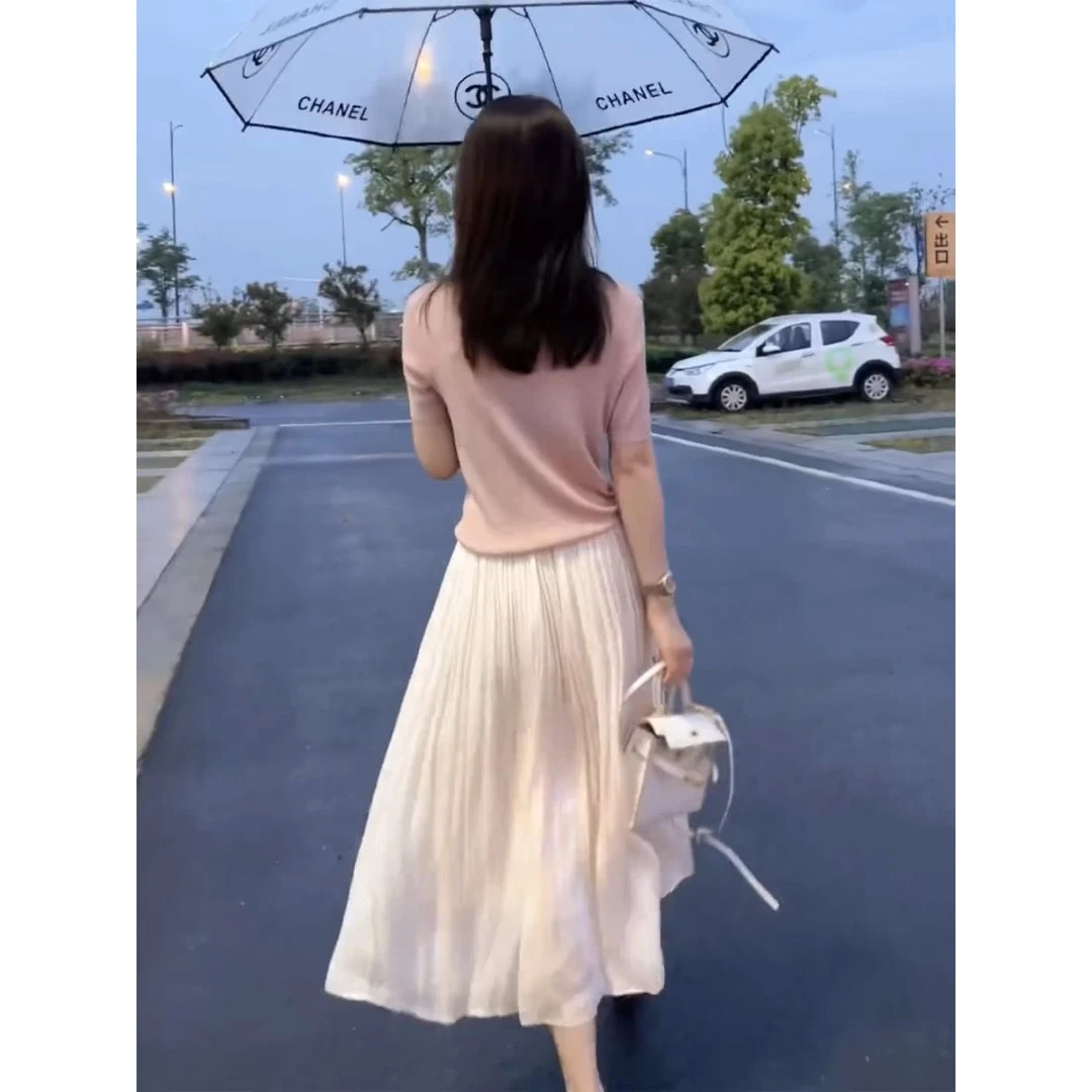 流光纱半身裙女高腰大摆a字裙长裙2025夏季新款小个子显瘦中长裙