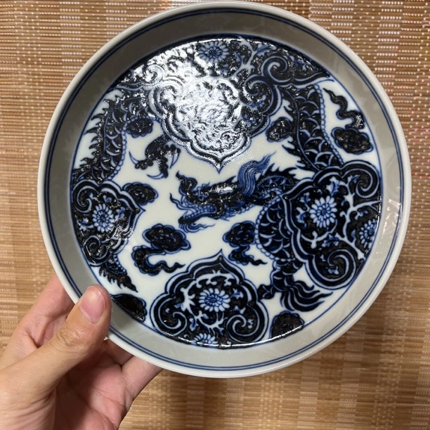 贵宝斋当代仿古柴窑元青花复刻元龙壶承穿花龙铠甲龙纯手工手绘