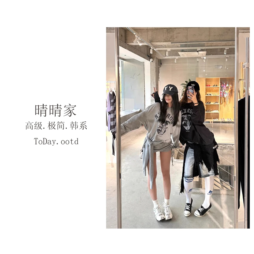 晴晴家-【可爱小狗】早秋新款韩系喷画可爱小狗雪花棉打底衫1179