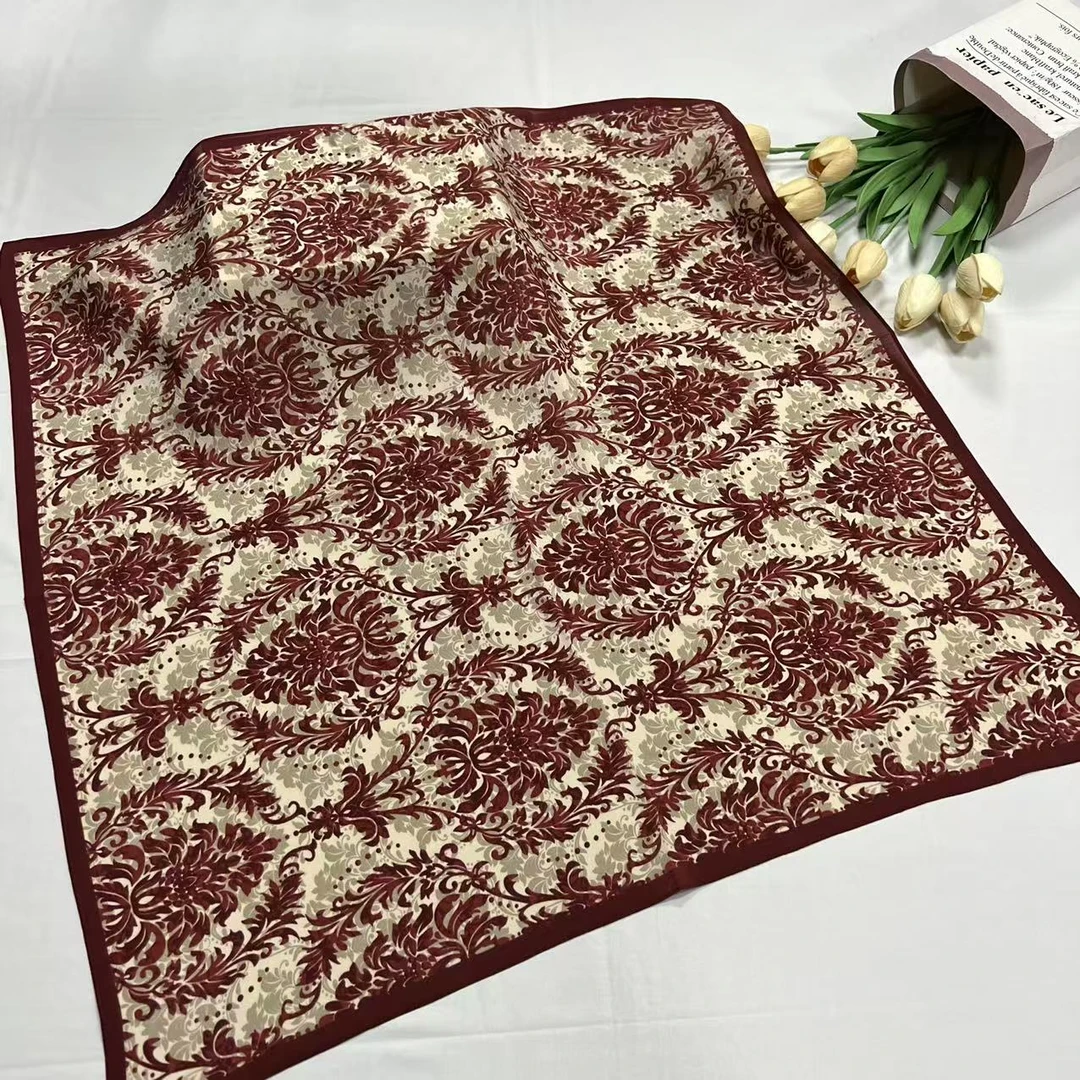 70双绉方巾-奈红叶 65cm丝巾