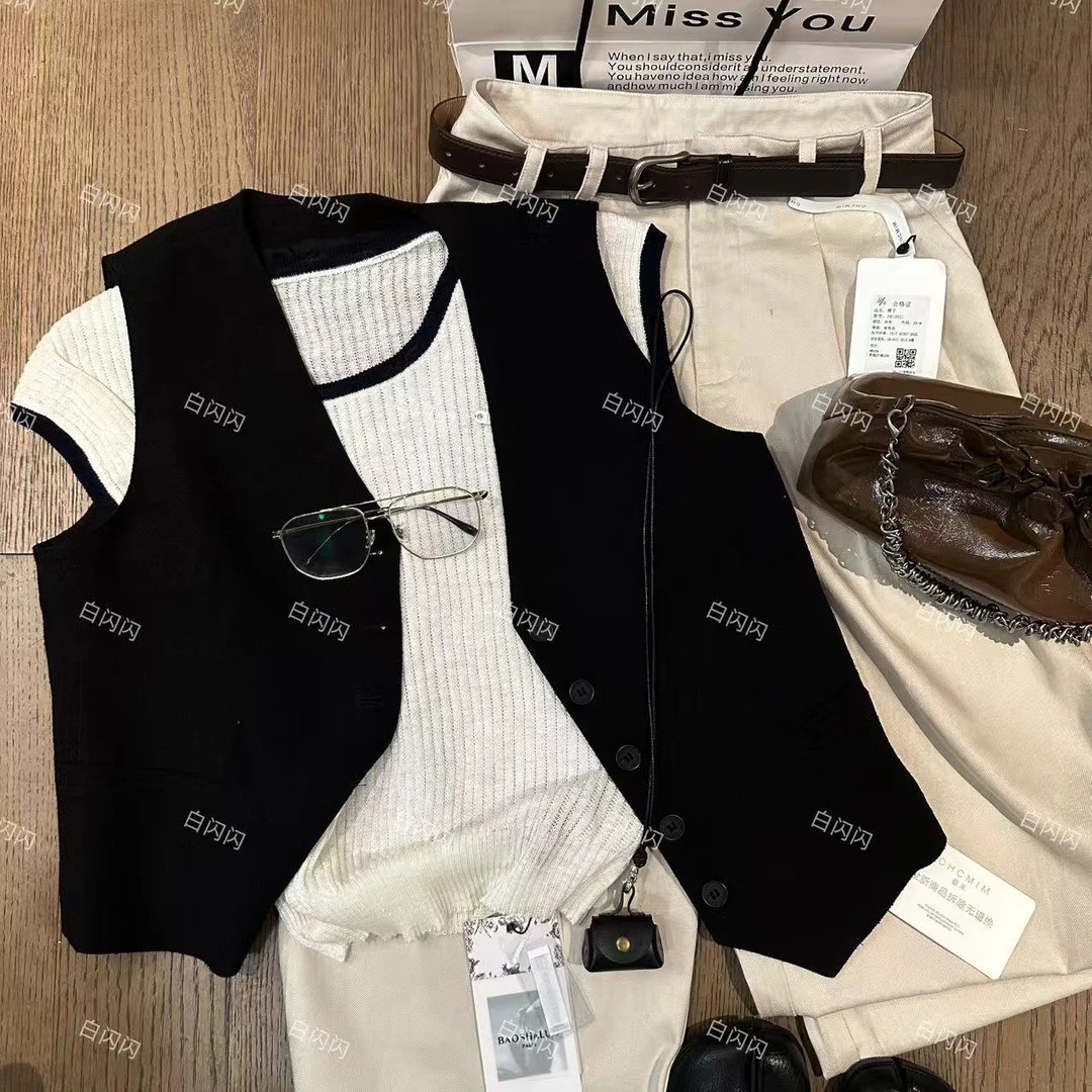 高级感法式V领无袖马甲背心-ZMABX5557