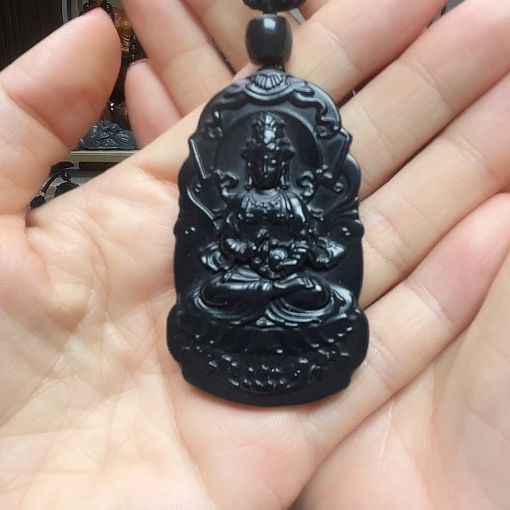 和田玉（墨玉）未镶嵌颈饰观音牌