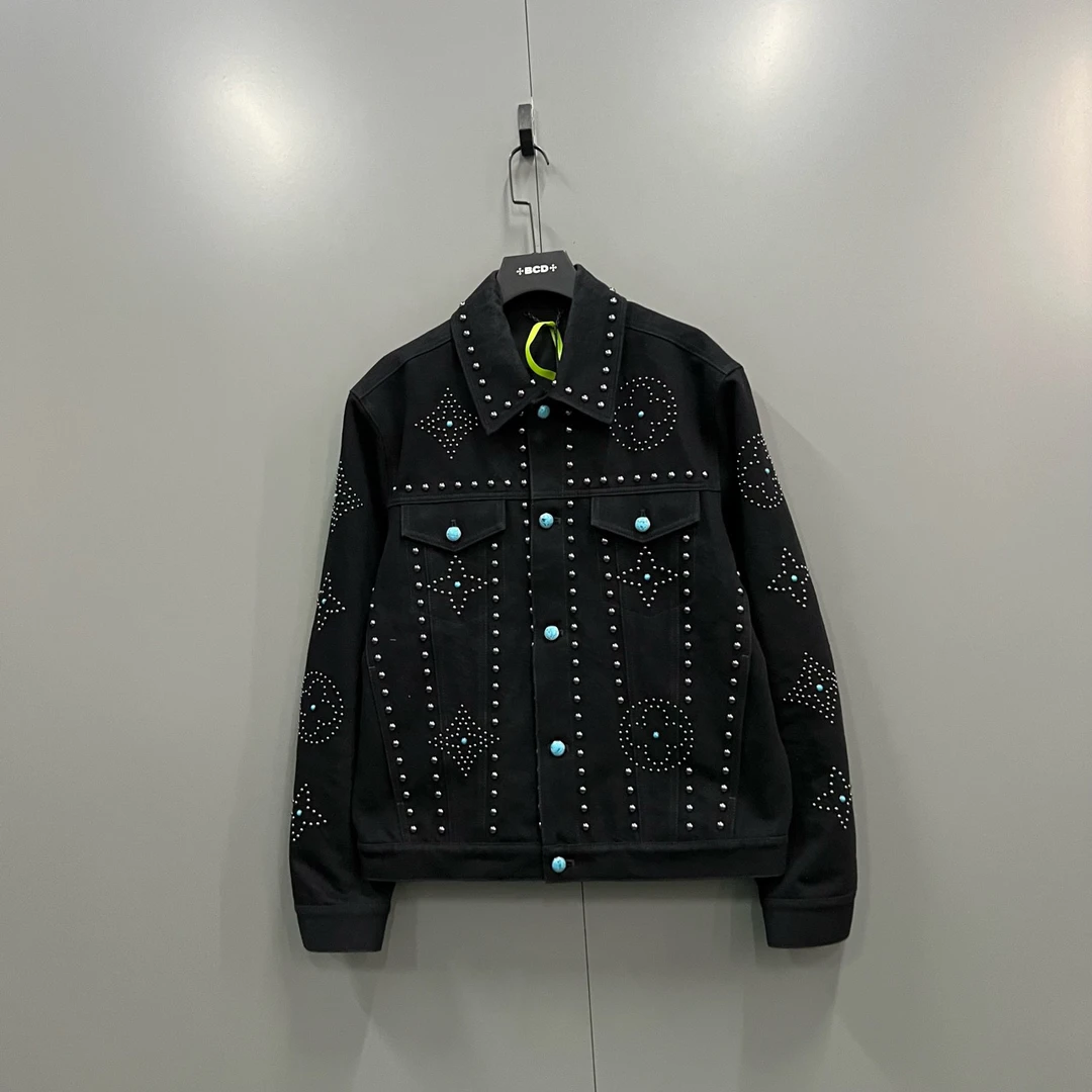 99新 LouisVuitton/路易威登 qq213绿松石珠饰刺绣牛仔外套 50码