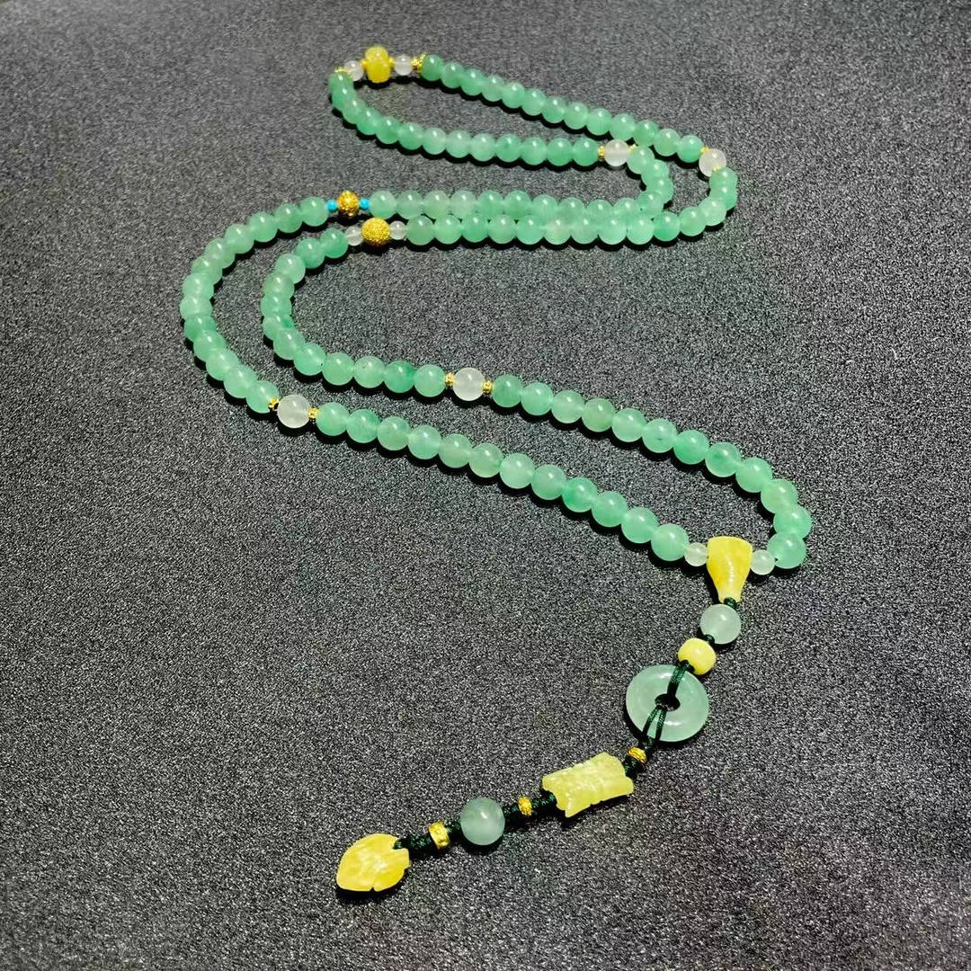 【玲姐珠宝】天然非洲翠项链 绝美冰透 多样性发其一