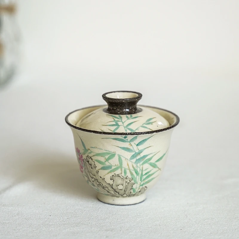 【悦生活】洛阳花盖碗-鸣泉Q0002-150CC-口径90mm*65mm