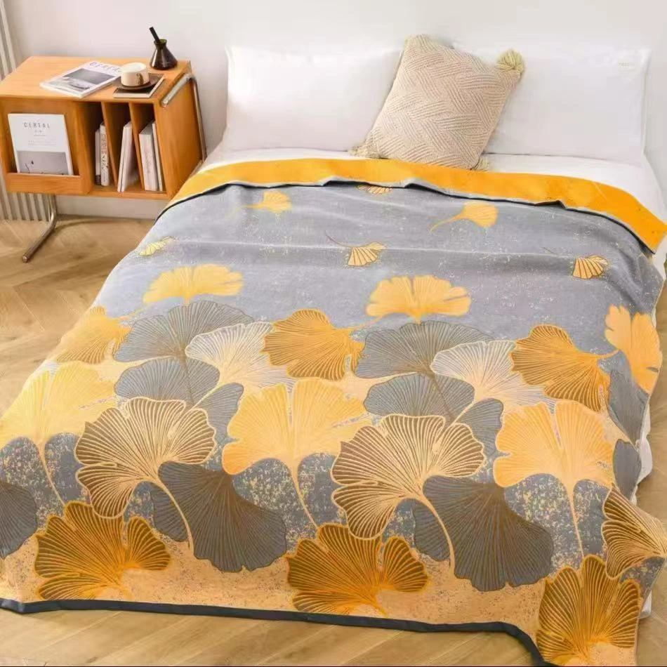 【富贵银杏】 200*230(cm)双人纱布多功能盖毯