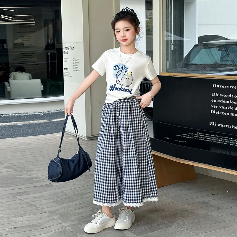 女童短袖套装夏2025新款炸街女大童又酷又飒的童装儿童夏装阔腿裤