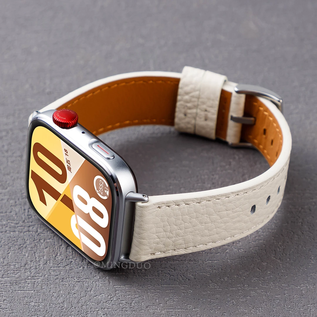 适用华为FIT4表带watchfit3手表荔枝纹真皮fit4pro牛皮男女生腕带