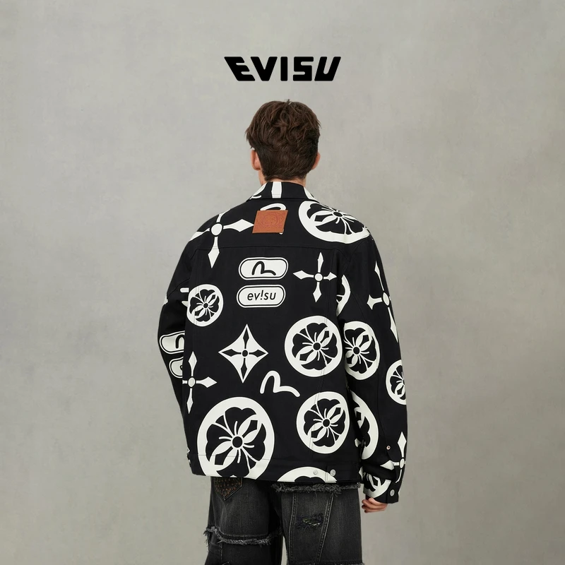 EVISU福神 2025秋新品男士满地家花牛仔夹克2EAADM4DJ1220XXDQ
