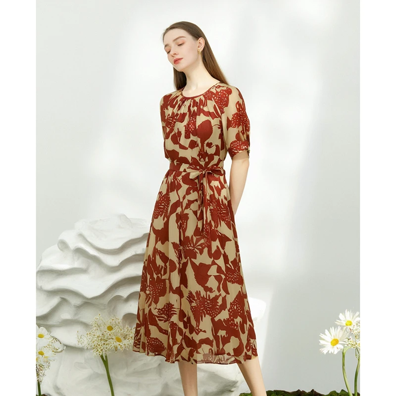 春夏新款气质优雅时尚真丝连衣裙 之72905H