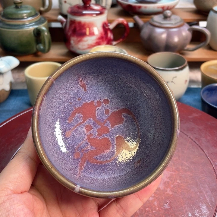 摆件钧瓷煤烧钧花杯