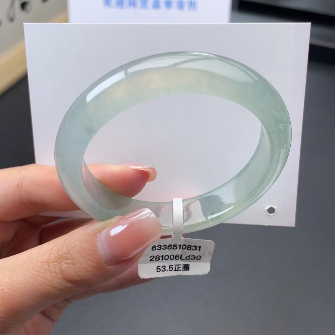 翡翠未镶嵌手镯正圈53.5晴底起光