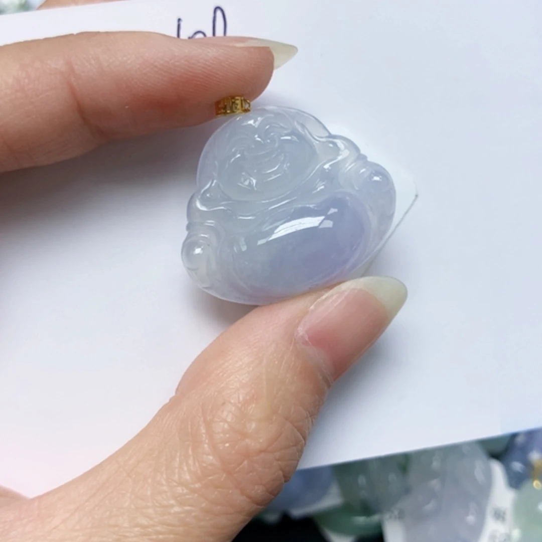 翡翠18K金镶嵌颈饰天然缅甸翡翠吊坠