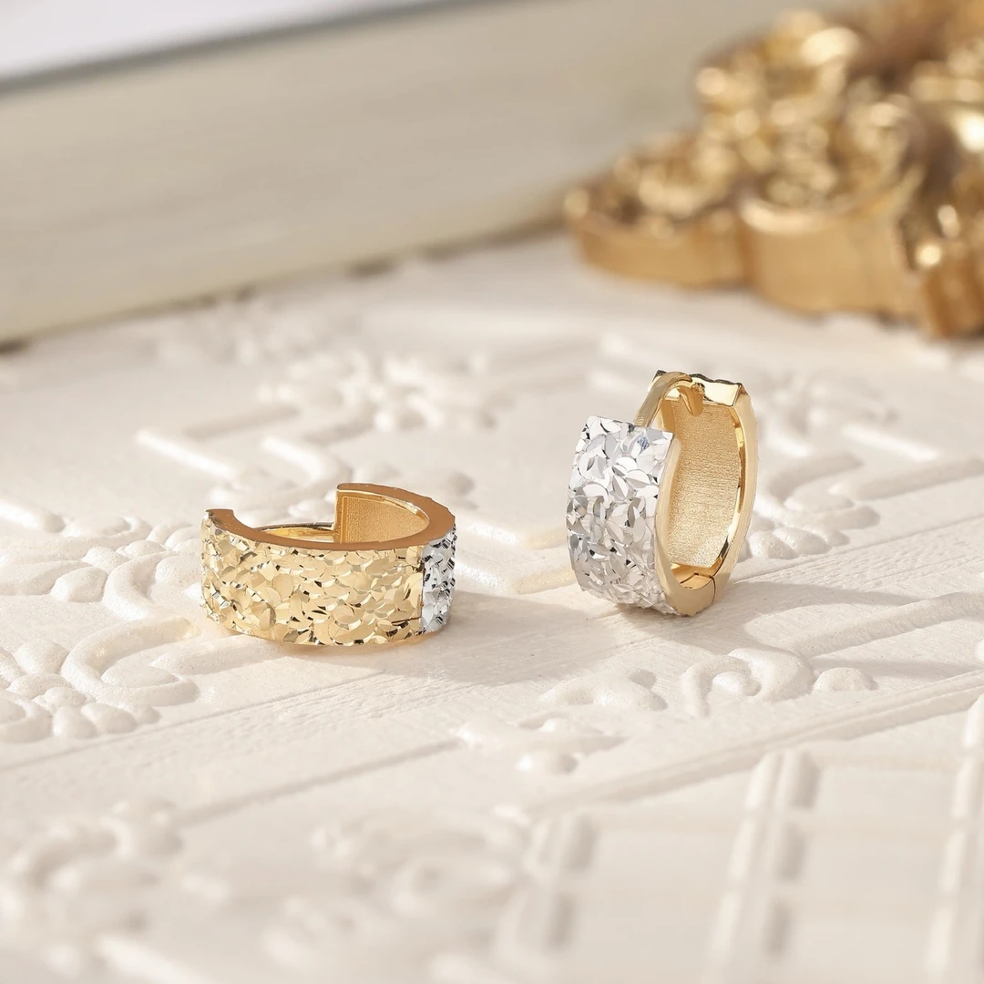 （Max版）18K金双色碎碎冰耳扣外径12.5MM气质轻奢百搭时尚简约精致