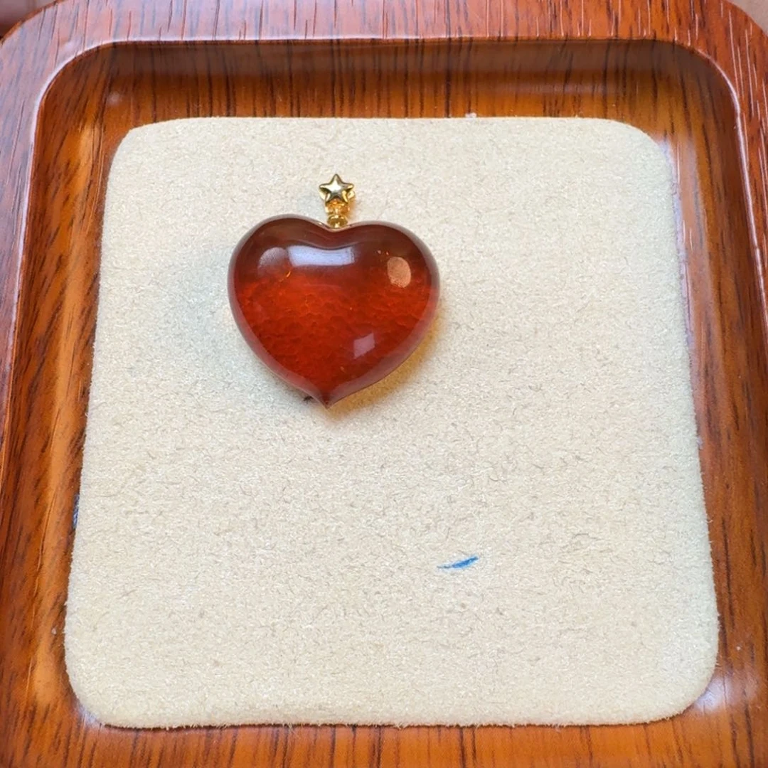 琥珀裸石18K金镶嵌琥珀