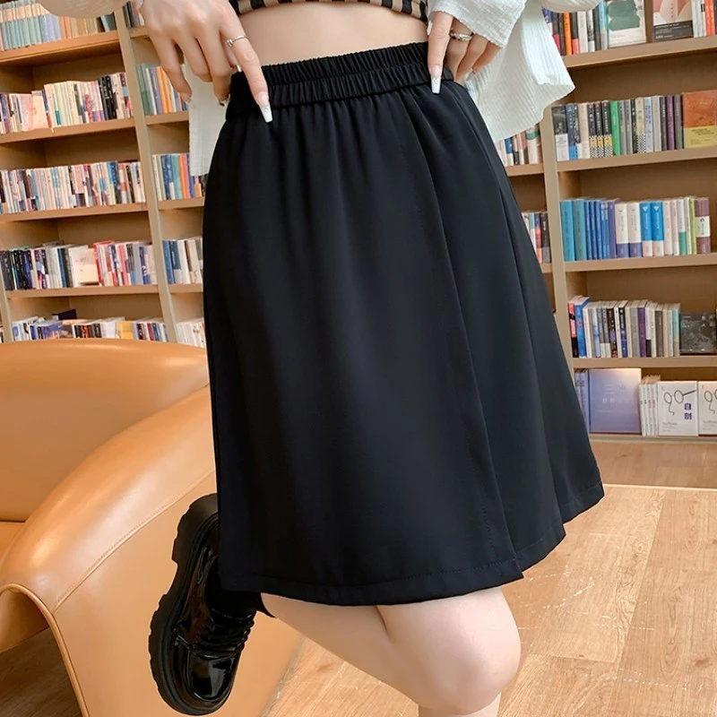 大码女装松紧腰西装半身裙小个子2025春夏新款百搭防走光休闲短裙