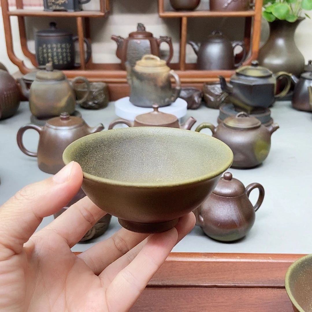 远***资钦州坭兴陶柴烧茶杯100ml