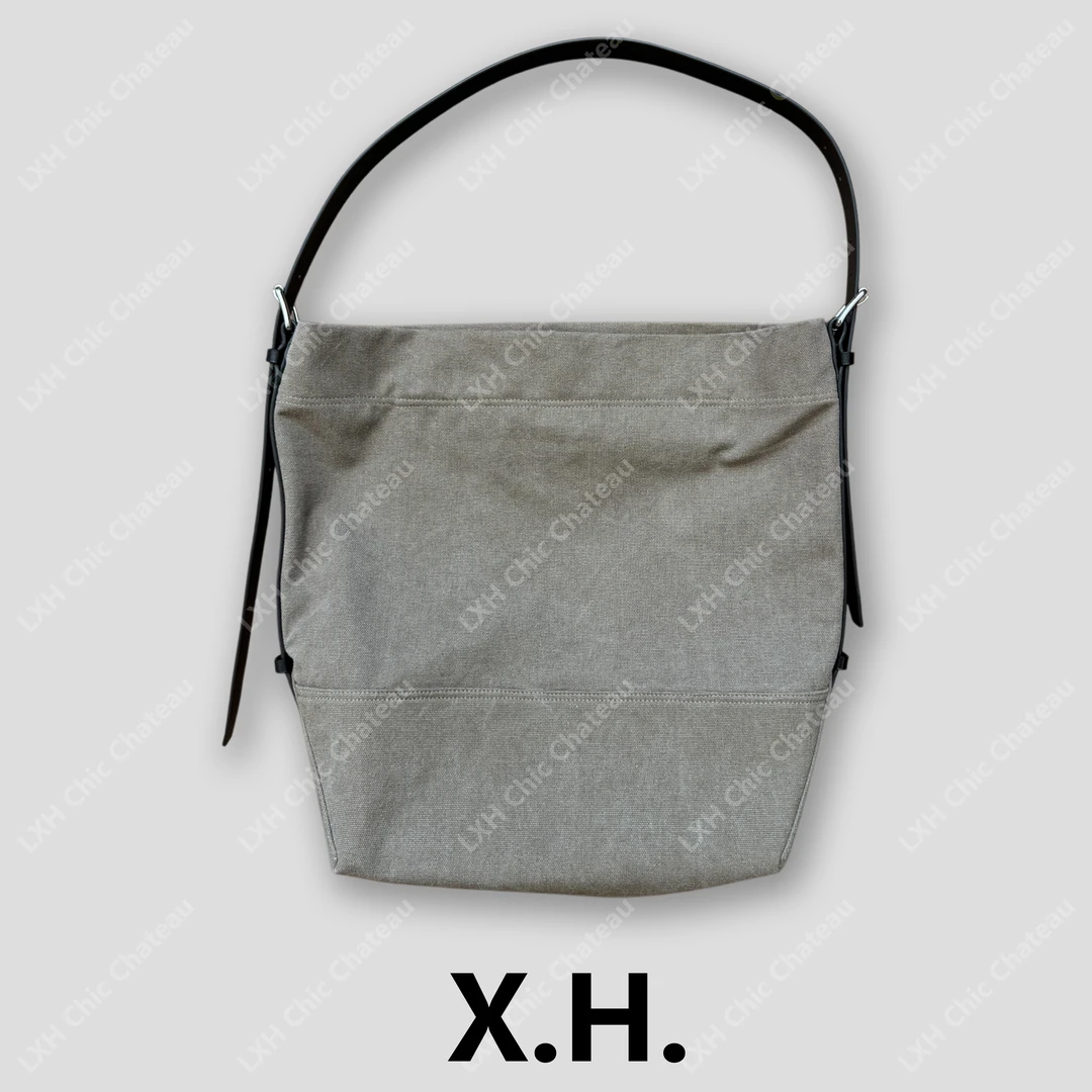 【刘小黑】jennie同款水洗帆布皮肩带托特帆布包