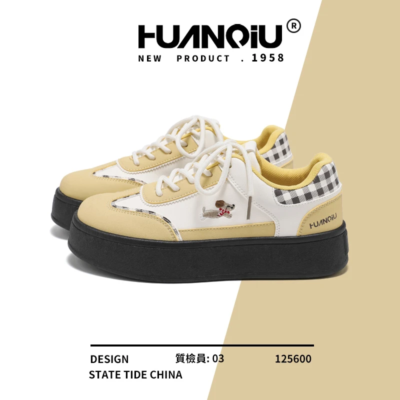 环球可爱小众腊肠狗德训鞋子女2025新款厚底百搭学生休闲运动板鞋