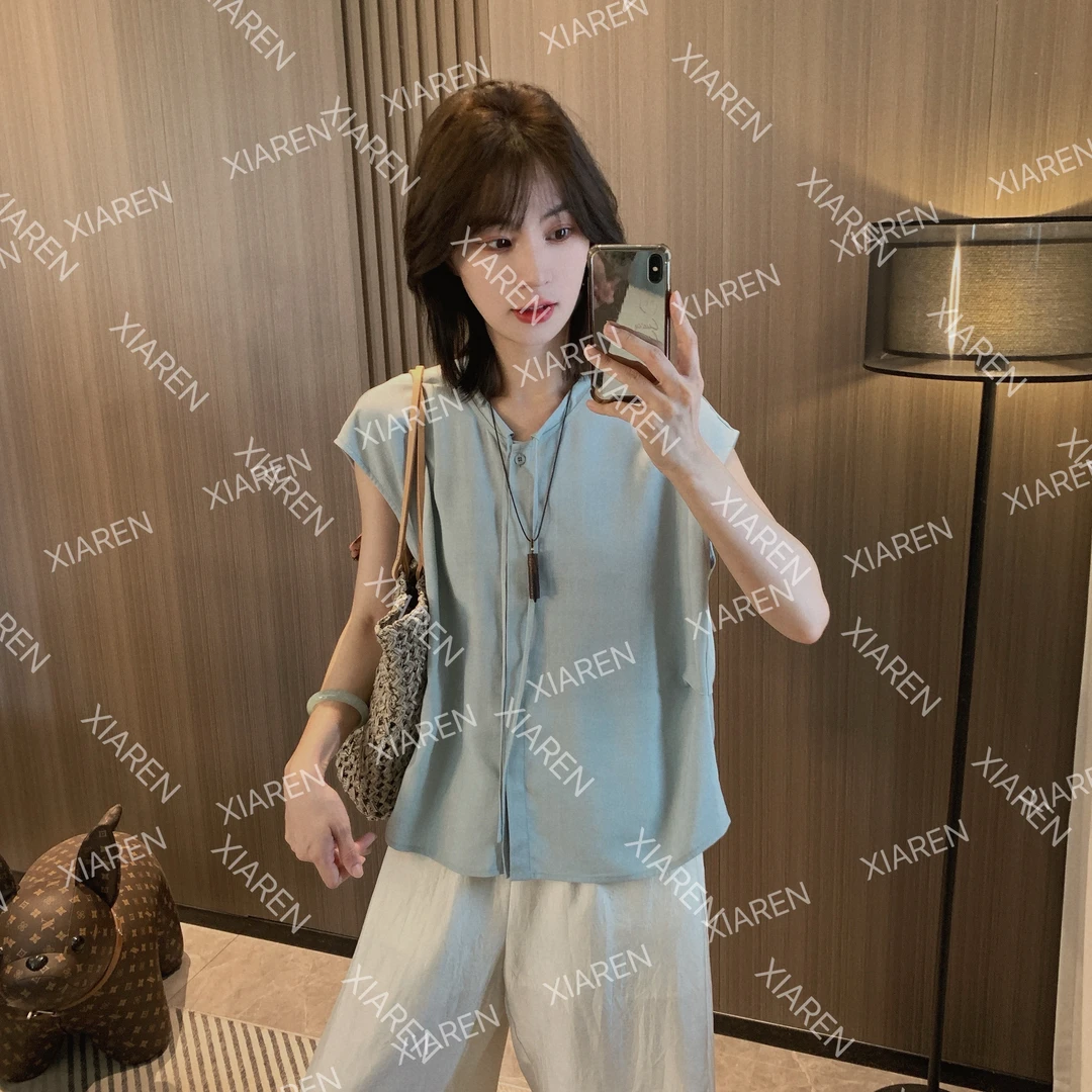 XIAREN【飘带压褶T恤】短袖洋气衣服女独特漂亮小衫女装休闲百搭