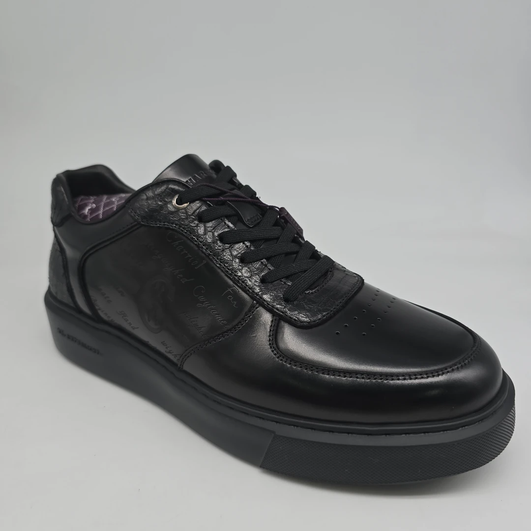 2025年新款马臀皮黑了XL底板鞋圆头休闲厚底拼接蛇皮2323C41A-A6