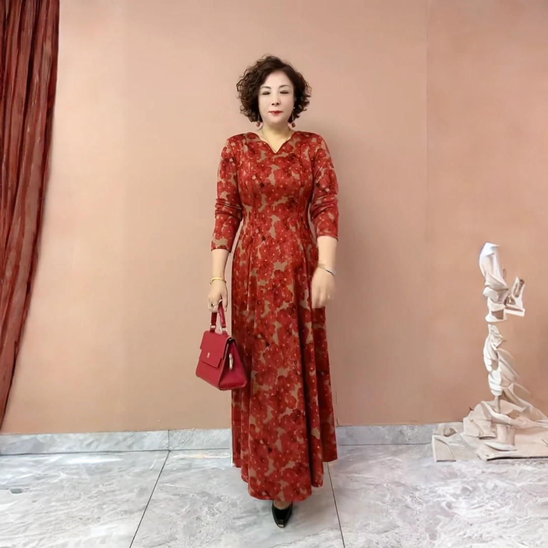 90110新款修身长裙彩色弹力连衣裙打底裙显瘦长袖时尚中长款春季