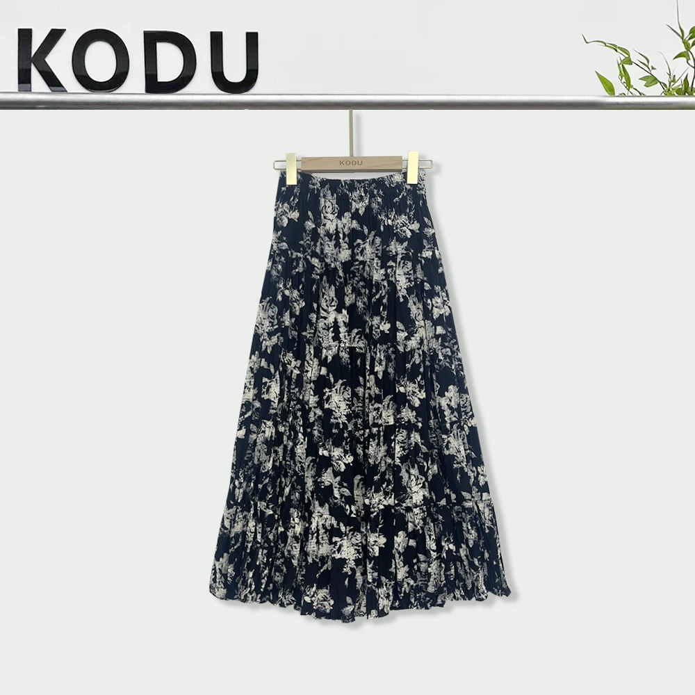 【刻度KODU】01-SK2101春夏季法式气质高雅大裙摆碎花褶皱感半身裙