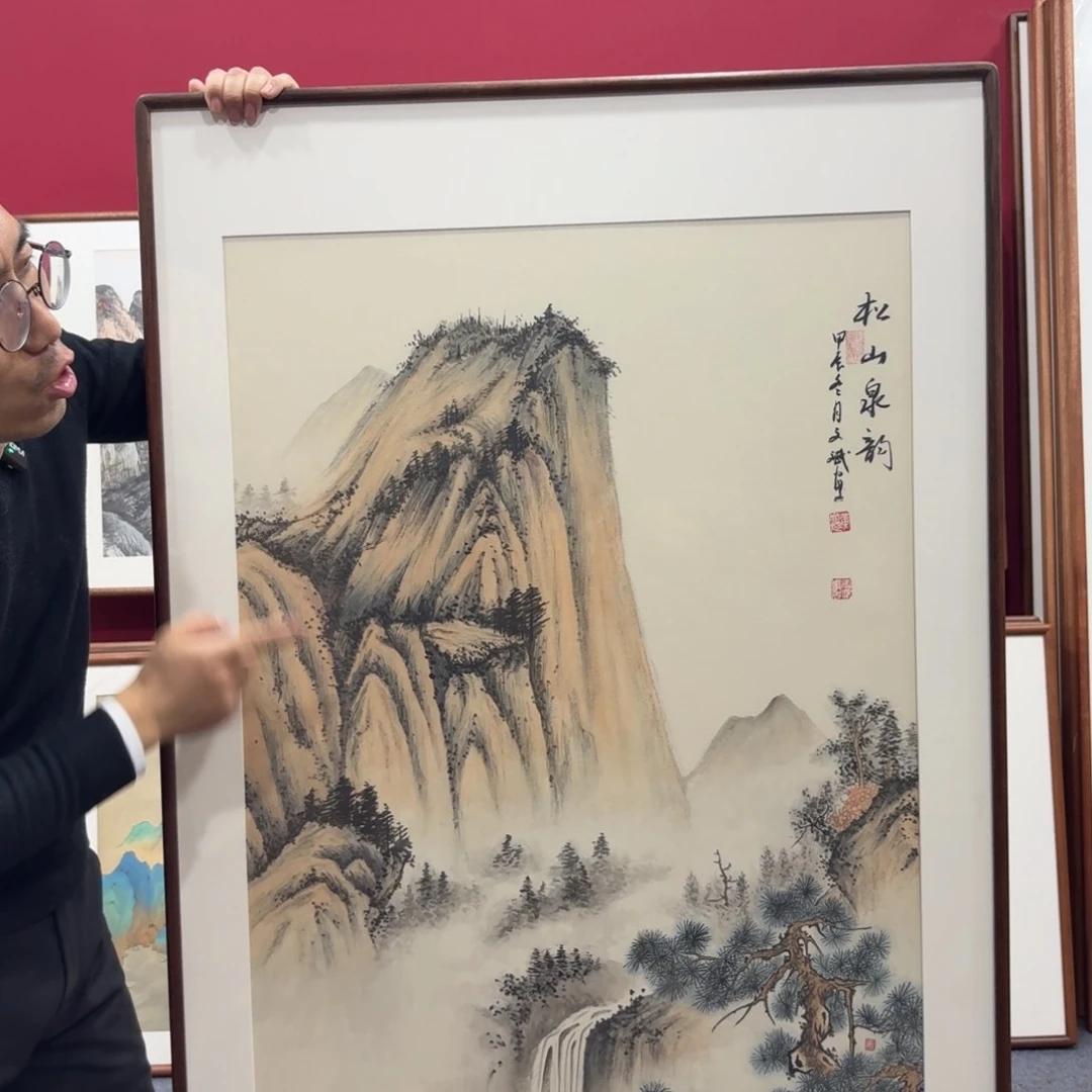 国画手绘作品带框160成80