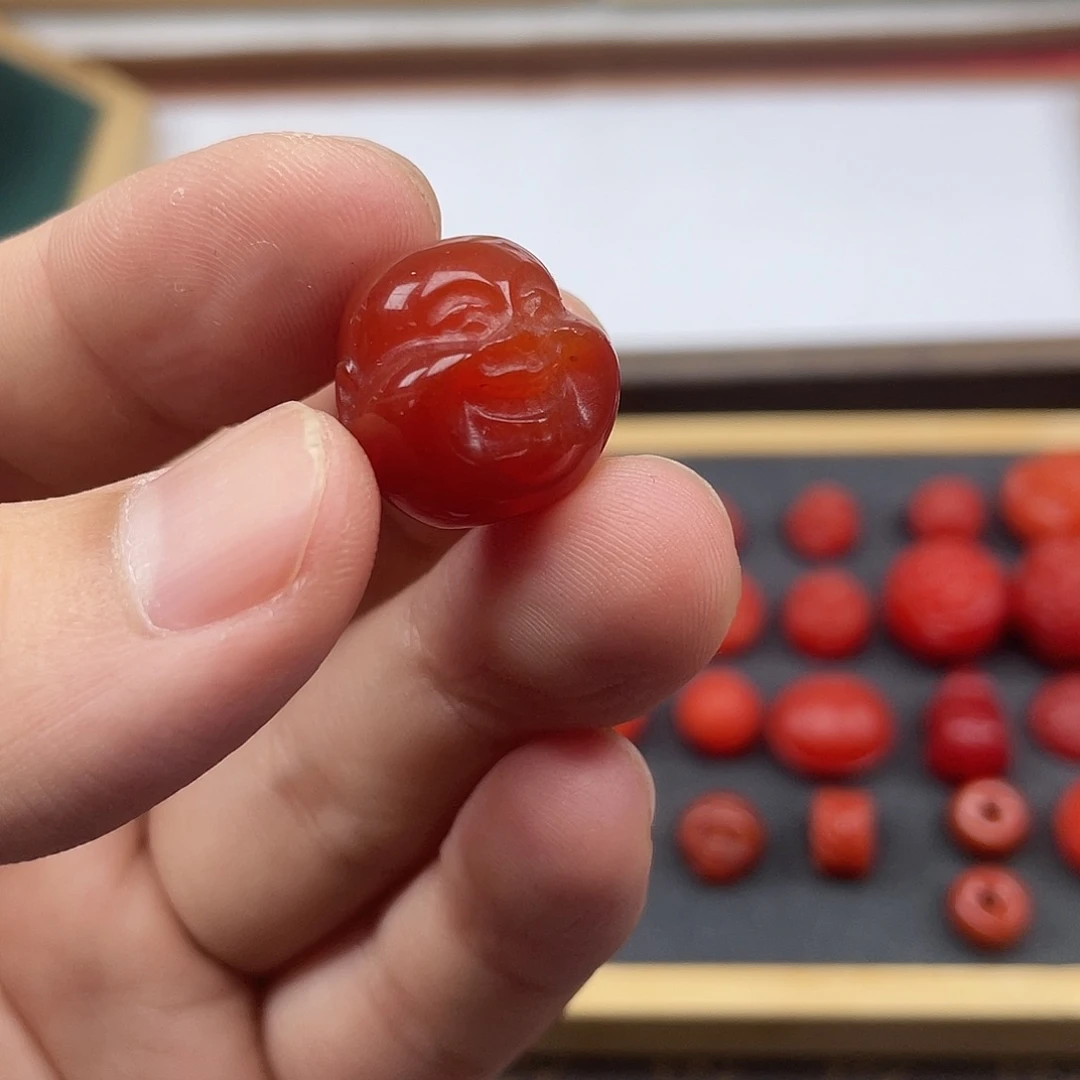 手链未镶嵌南红玛瑙21号瓦西牛血红卡17+大佛头一颗