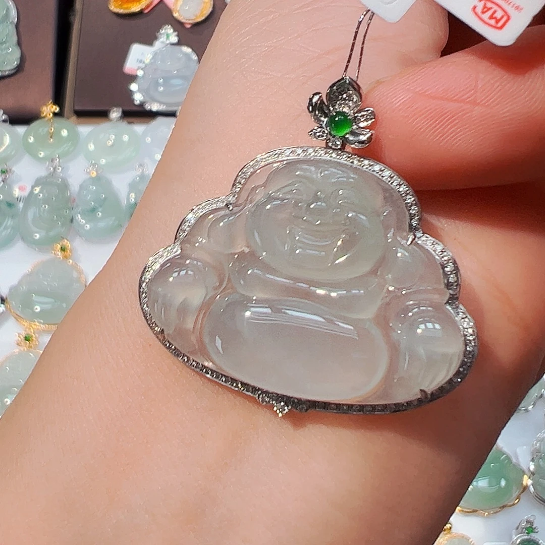 吊坠(不含链)18K金镶嵌翡翠佛公