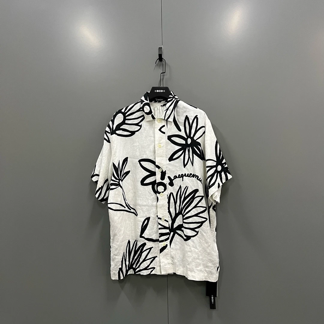 95新 maje （bb）JACQUEMUS 花卉印花短袖衬衫 50码/205579