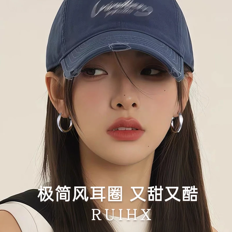 瑞泓祥 合金耳饰 999纯银针耳钉耳圈同款耳环大气高级感潮酷耳饰