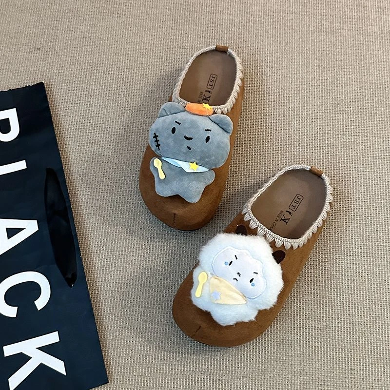 可爱卡通灰太狼厚底包头半拖鞋外穿女2025新款秋季一脚蹬勃肯鞋