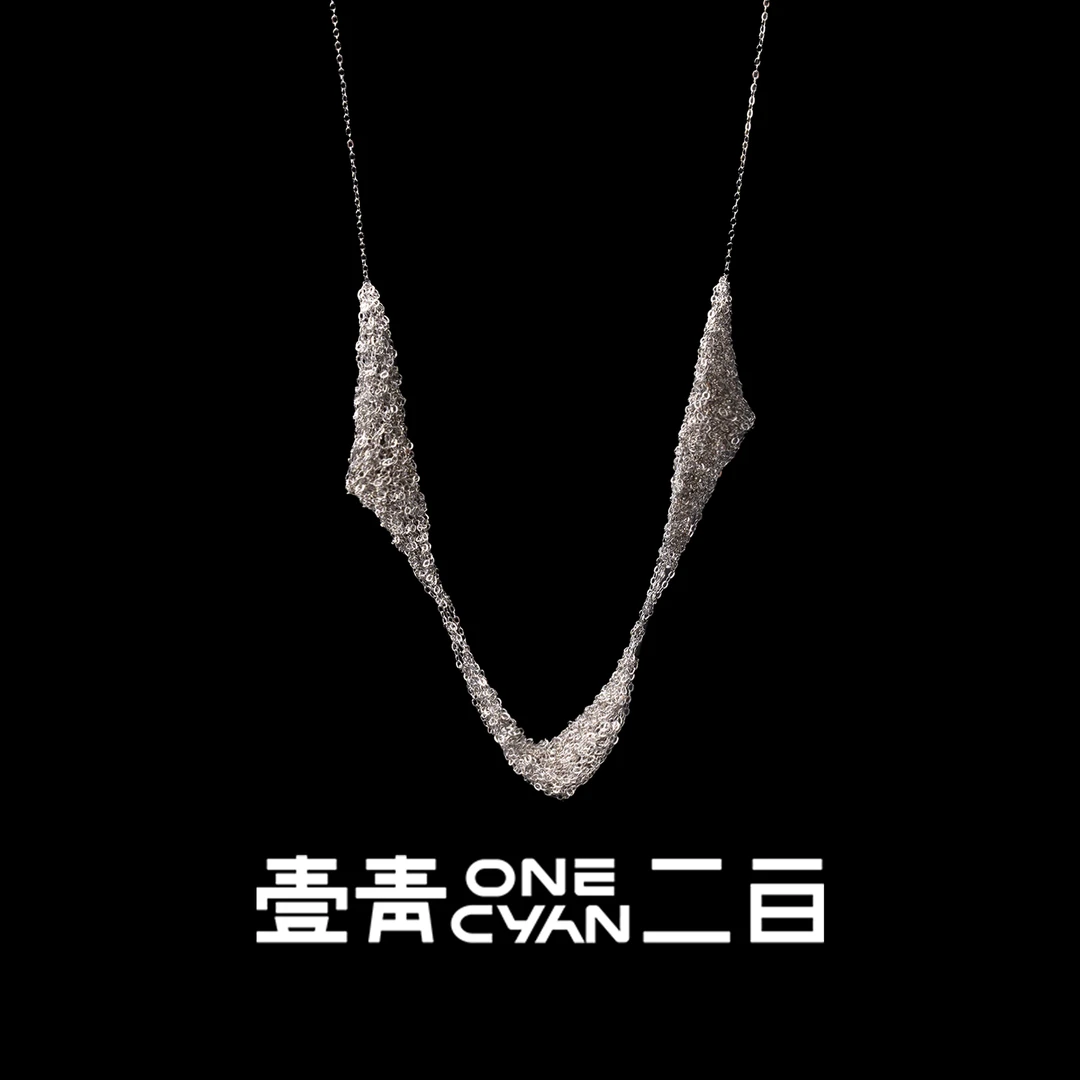 ONECYAN 坠链均925银 《翩》纯银编织系列小众银色白色百搭顶配项链