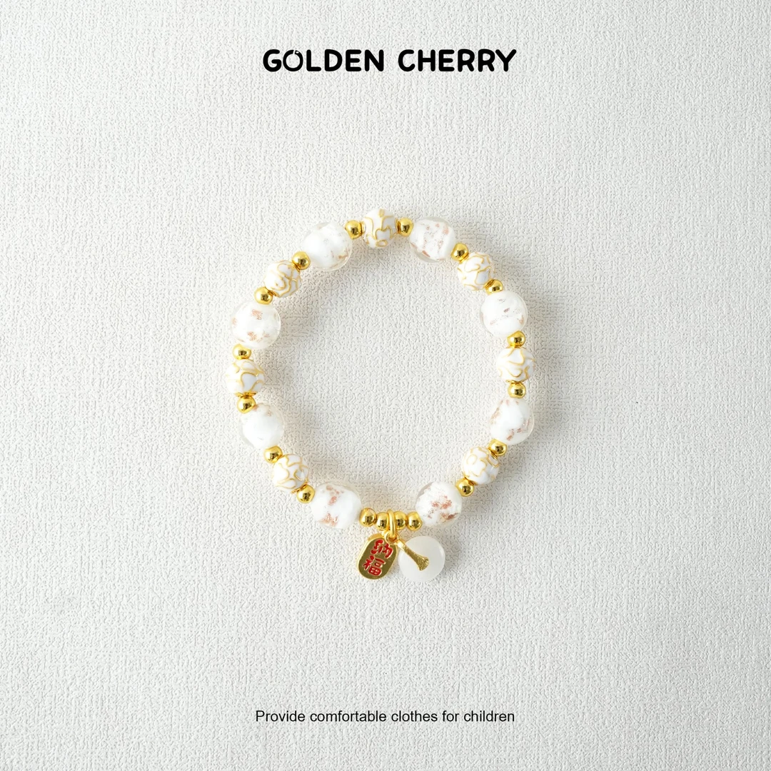 合金珐琅手链 【金樱桃 Golden cherry】合金底白琉璃白景泰蓝手串