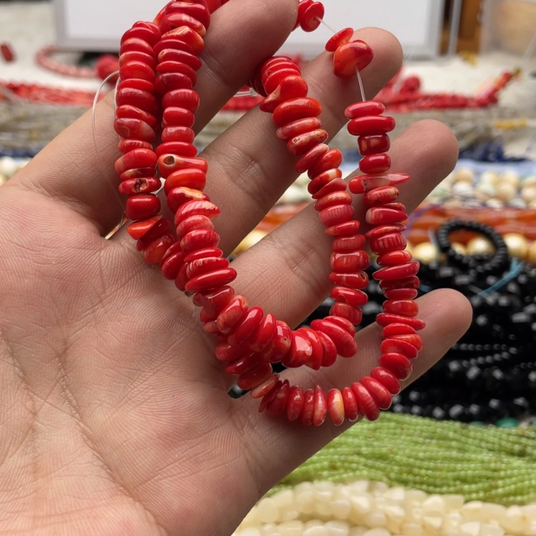 玛瑙/玉髓未镶嵌珠宝半成品一条装红精灵异形珠7～9mm左右